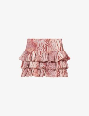 Tora Ruffle Woven Mini Skirt by GRACEJACOB