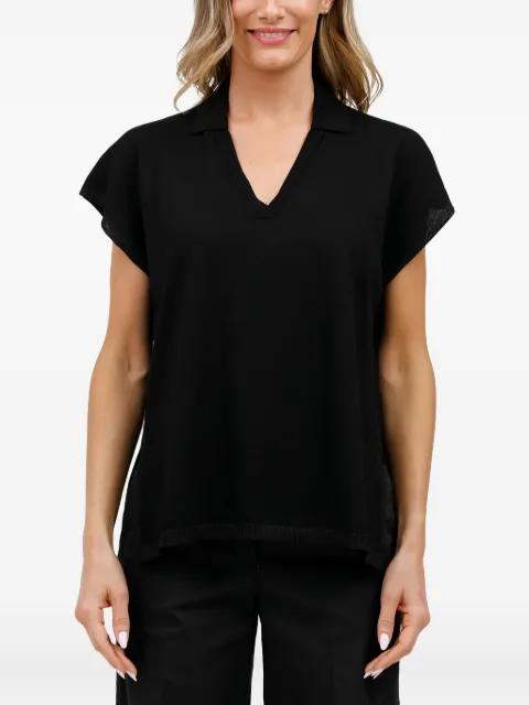 V-neck short-sleeve knit top by GRAN SASSO