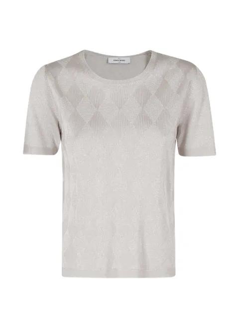 argyle-pattern metallic-effect T-shirt by GRAN SASSO