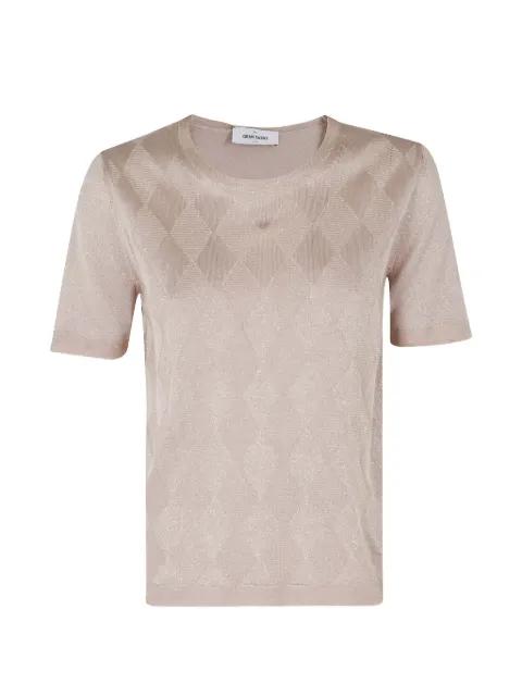 diamond-patterned metallic-effect T-shirt by GRAN SASSO