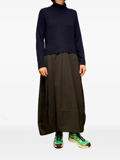 high-neck mixed-media midi dress by GRAN SASSO