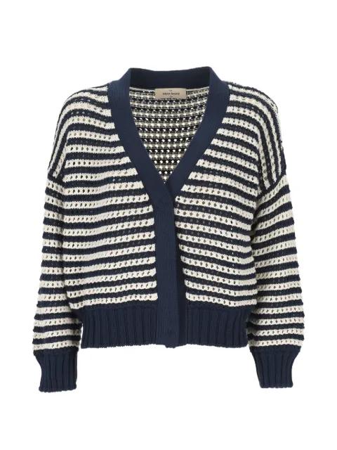 striped open-knit cardigan by GRAN SASSO