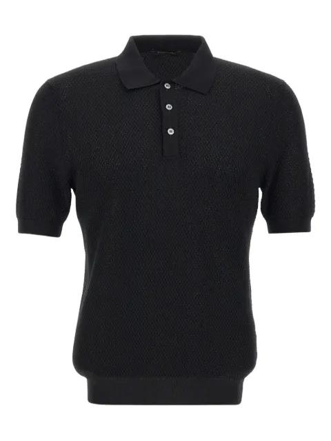 textured-knit short-sleeve polo shirt by GRAN SASSO