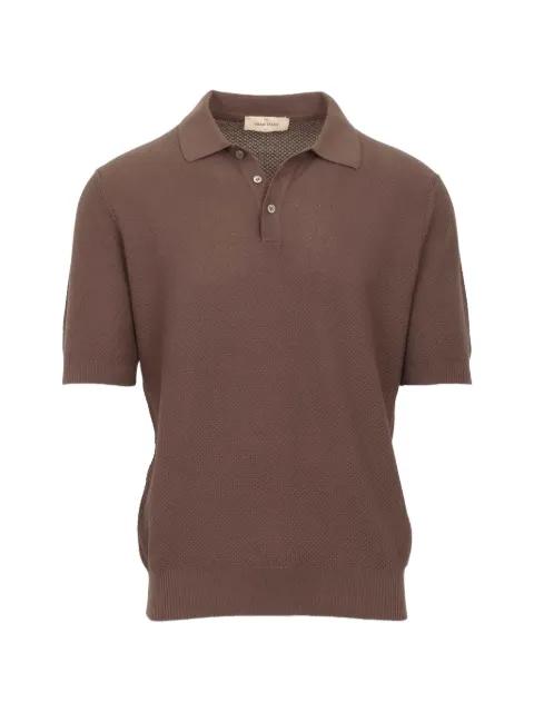 waffle-knit short-sleeve polo shirt by GRAN SASSO