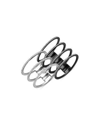 14K White Gold & Dark Rhodium Diamond Interlocking Statement Rings by GRAZIELA