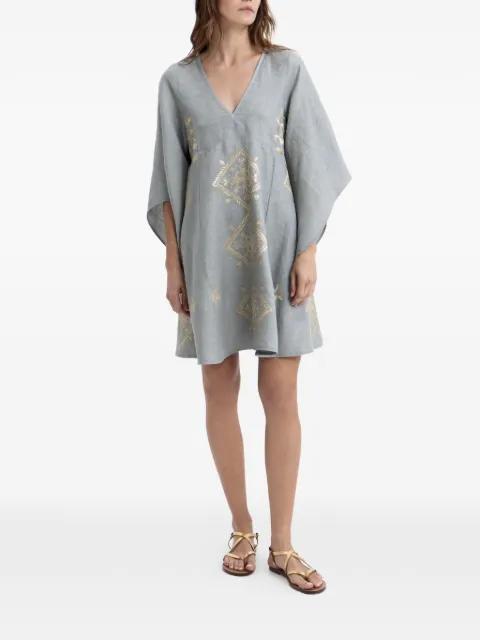 embroidered V-neck dress by GREEK ARCHAIC KORI