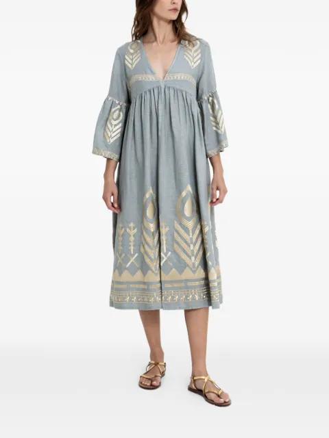 embroidered bell-sleeve dress by GREEK ARCHAIC KORI