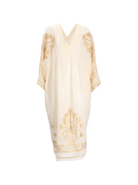 embroidered bell-sleeve midi dress by GREEK ARCHAIC KORI