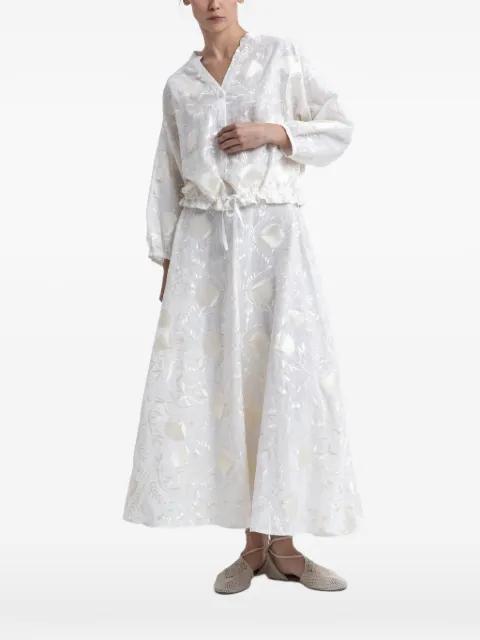 embroidered drawstring-hem shirt by GREEK ARCHAIC KORI