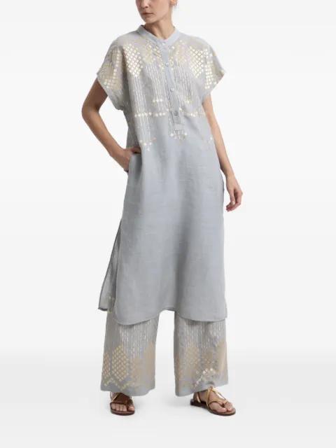 embroidered mandarin-collar dress by GREEK ARCHAIC KORI