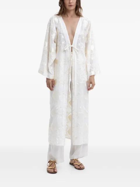 embroidered tie-fastening kaftan by GREEK ARCHAIC KORI