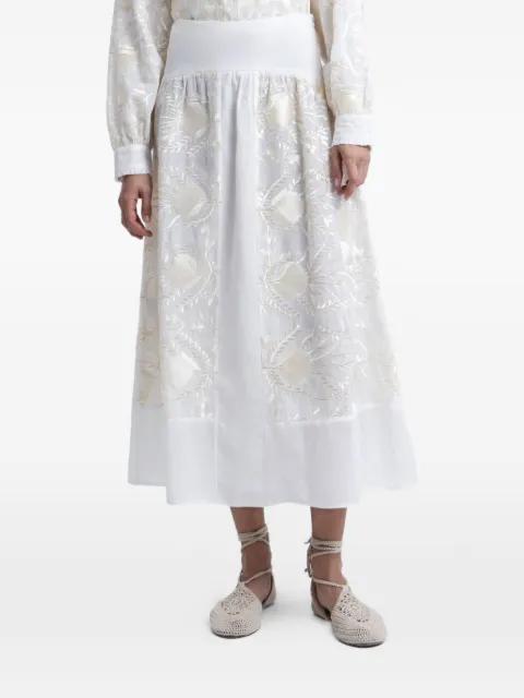 feather-embroidered a-line skirt by GREEK ARCHAIC KORI