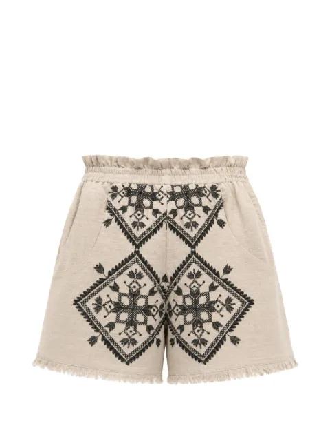 geometric-embroidery shorts by GREEK ARCHAIC KORI