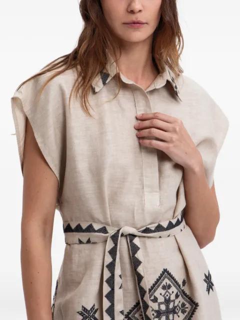 geometric print belted dress by GREEK ARCHAIC KORI