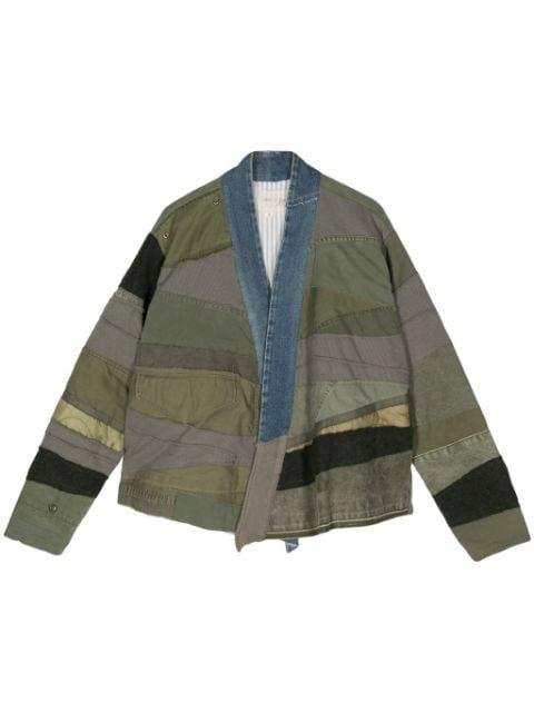 shawl-collar patchwork jacket by GREG LAUREN