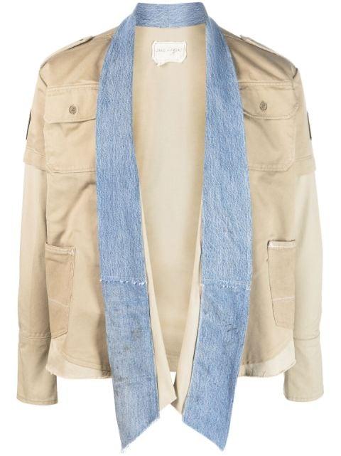 two-tone cotton military jacket by GREG LAUREN