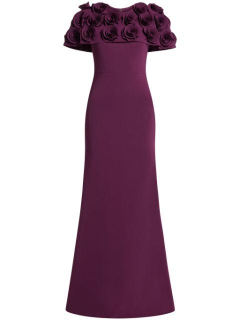 rose-appliqué gown by GRETA CONSTANTINE