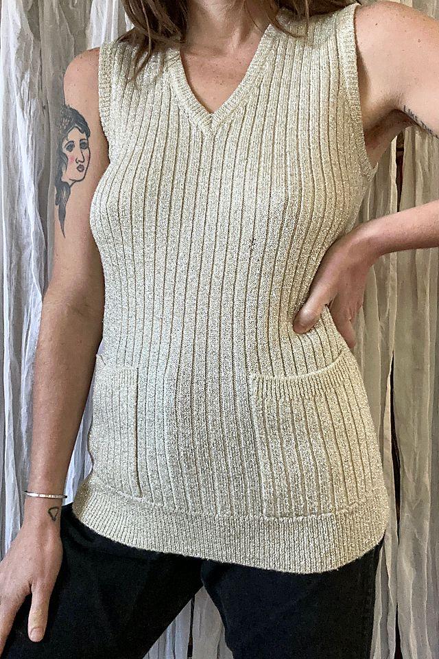 1970s Gold Sparkle Sweater Vest by GRIEVOUS ANGEL VINTAGE | FREE PEOPLE