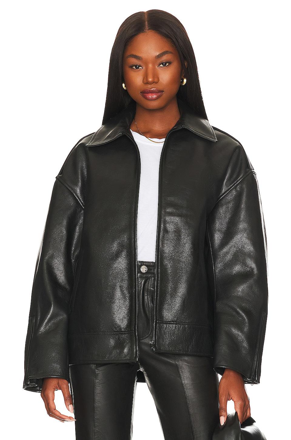 GRLFRND Alek Leather Jacket in Black by GRLFRND