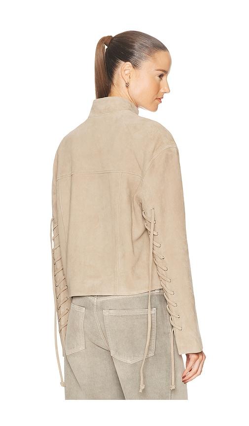 GRLFRND Annika Suede Lace Up Jacket in Beige by GRLFRND