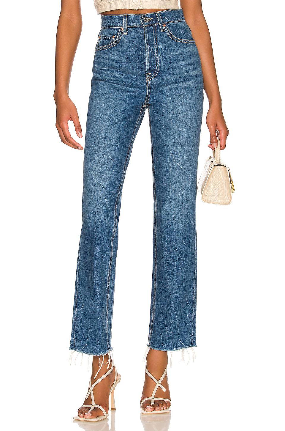 GRLFRND Cassidy Mid Rise Straight in Denim-Medium by GRLFRND