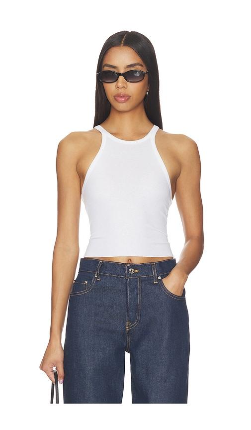 GRLFRND Cropped Racer Tank in White by GRLFRND