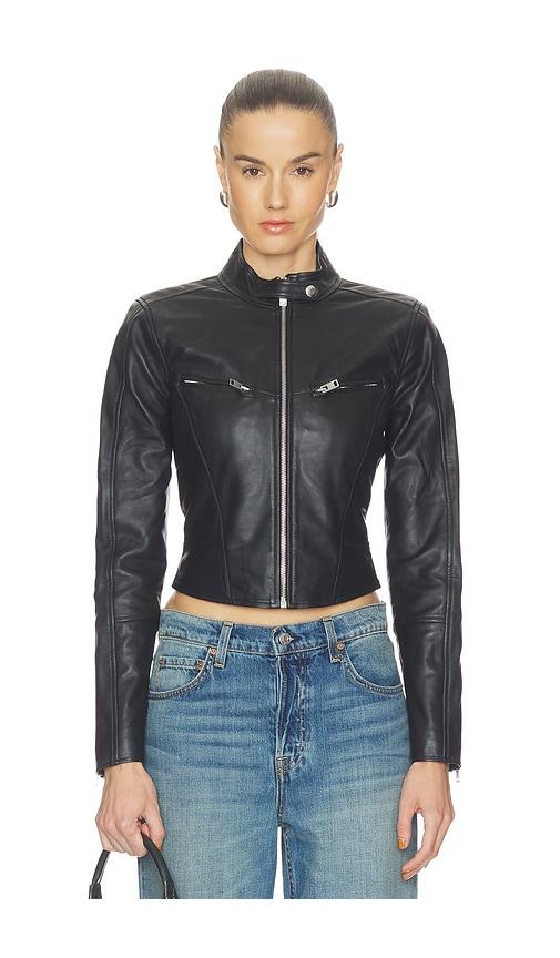 GRLFRND Danica Leather Racer Jacket in Black by GRLFRND