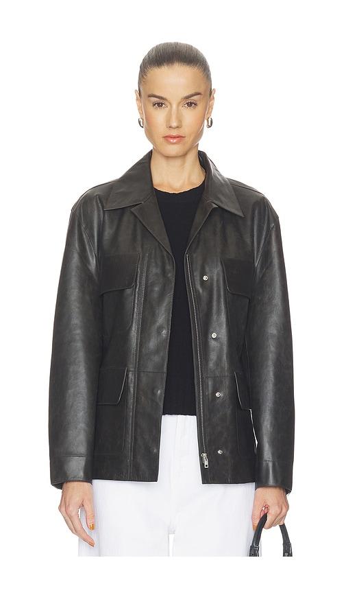 GRLFRND Dara Leather Jacket in Chocolate by GRLFRND
