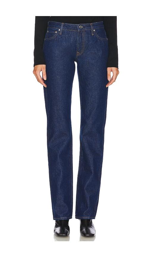 GRLFRND Isabel Low Rise Straight Jeans in Denim-Dark by GRLFRND
