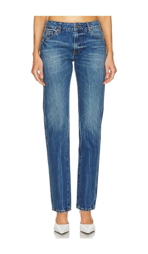 GRLFRND Isabel Low Rise Straight Jeans in Denim-Medium by GRLFRND