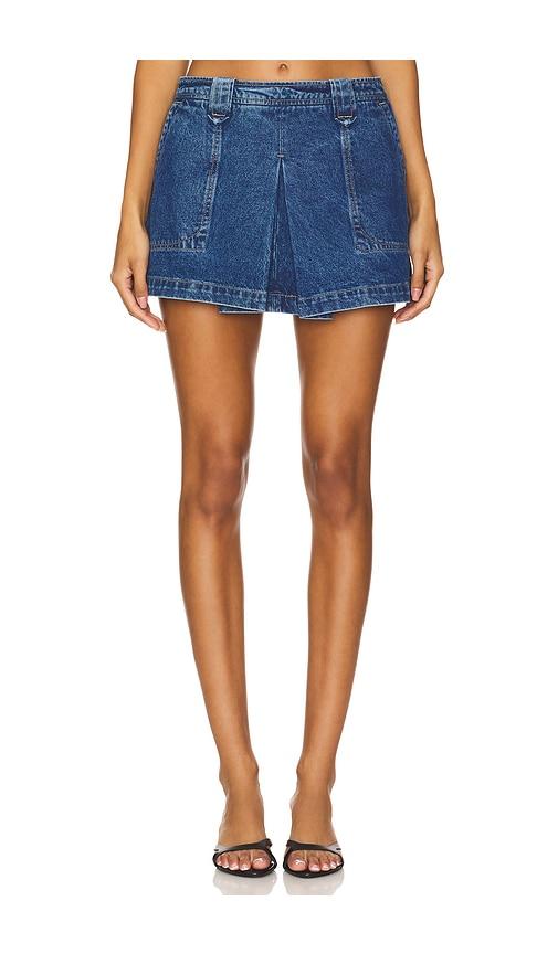 GRLFRND Ivy Pleated Mini Skirt in Denim-Medium by GRLFRND