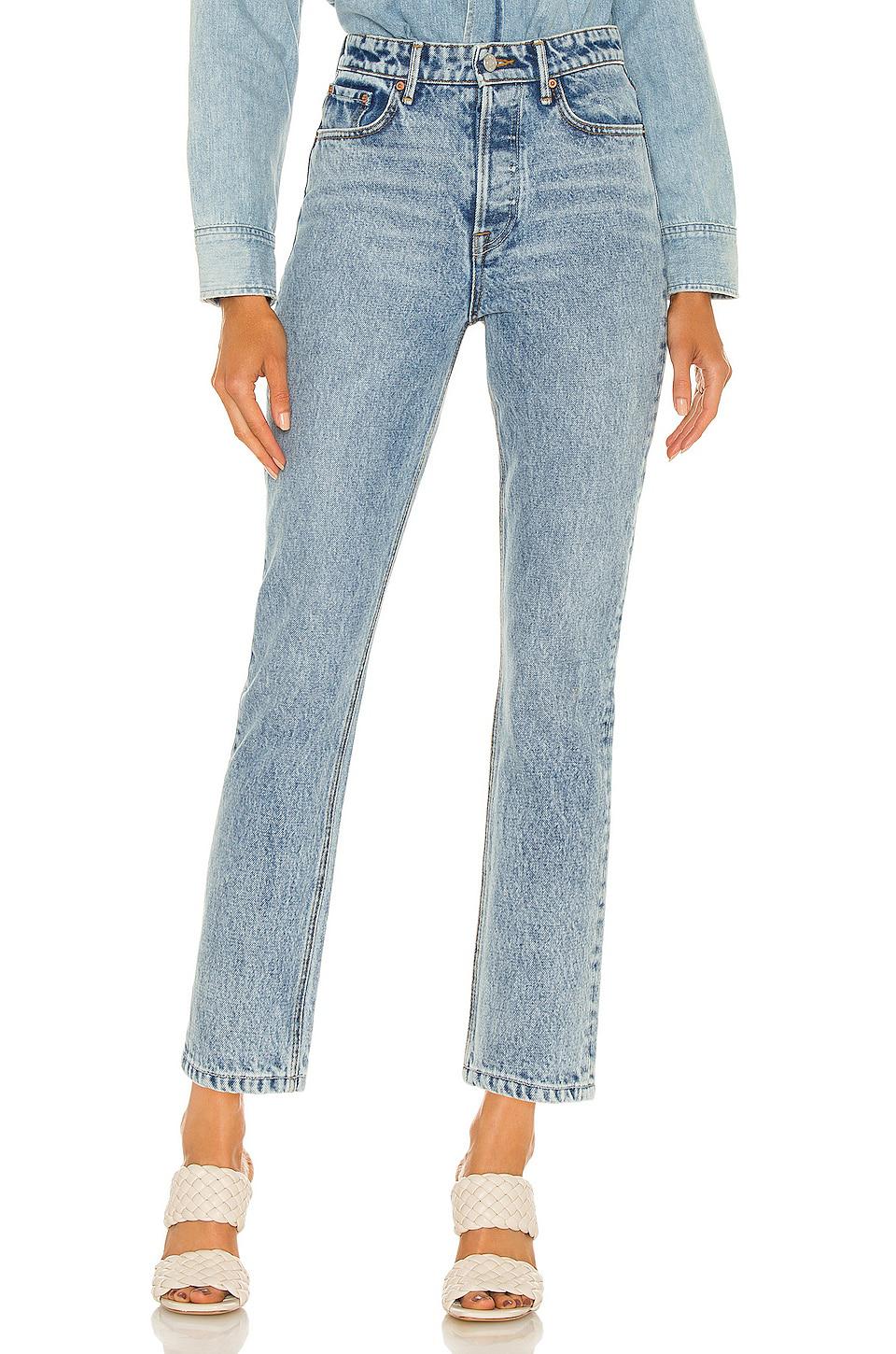 GRLFRND Karolina High Rise Straight Crop in Denim-Light by GRLFRND