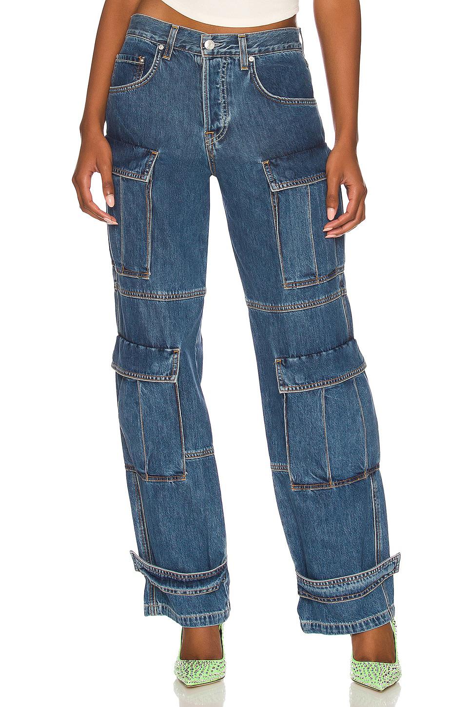GRLFRND Lex Cargo Jeans in Denim-Dark by GRLFRND