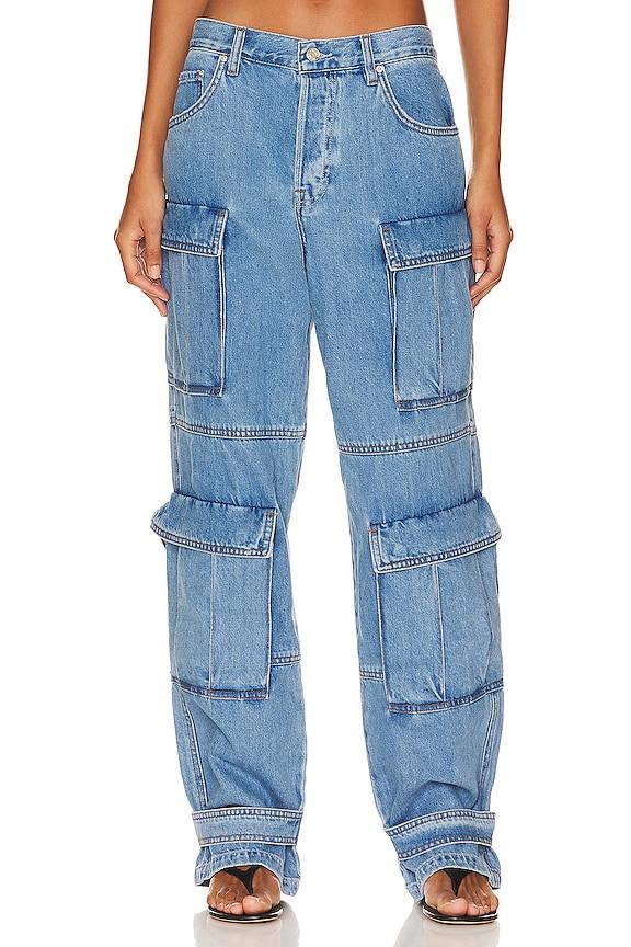 GRLFRND Lex Cargo Jeans in Denim-Medium by GRLFRND