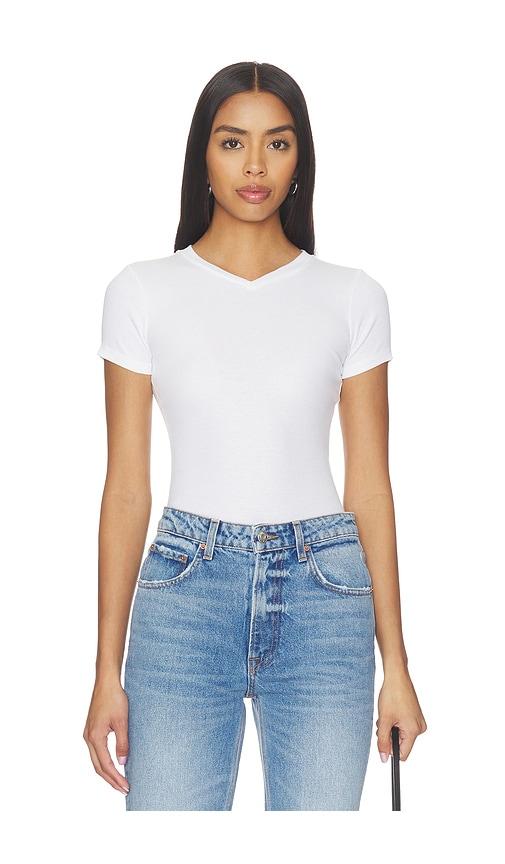GRLFRND V-neck Slim Fit Tee in White by GRLFRND