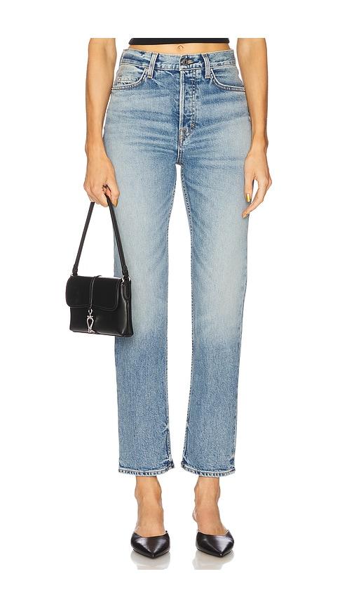 GRLFRND Walker Mid Rise Crop in Blue by GRLFRND