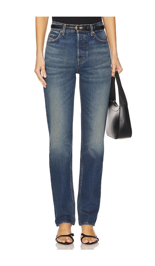 GRLFRND Walker Mid Rise Slim Jeans in Blue by GRLFRND