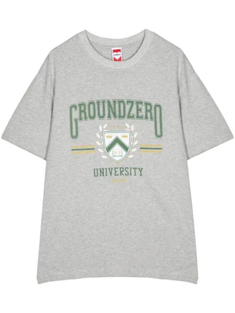 University logo-print cotton T-shirt by GROUND ZERO