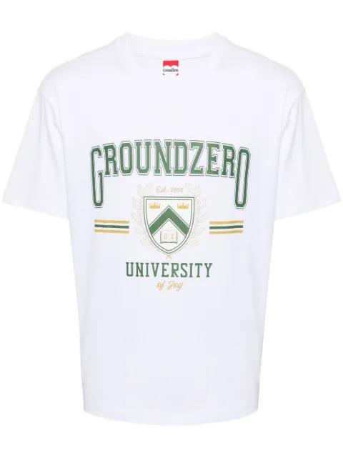 University logo-print cotton T-shirt by GROUND ZERO