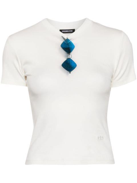 V-neck cotton blend T-shirt by GROUND ZERO
