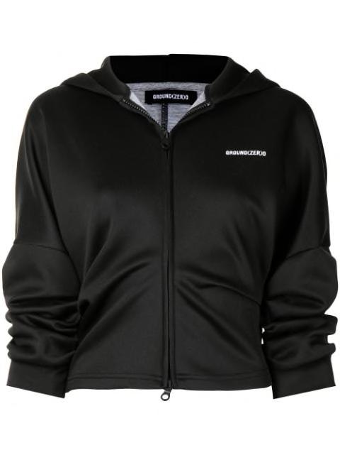 draped-sleeve zipped hoodie by GROUND ZERO