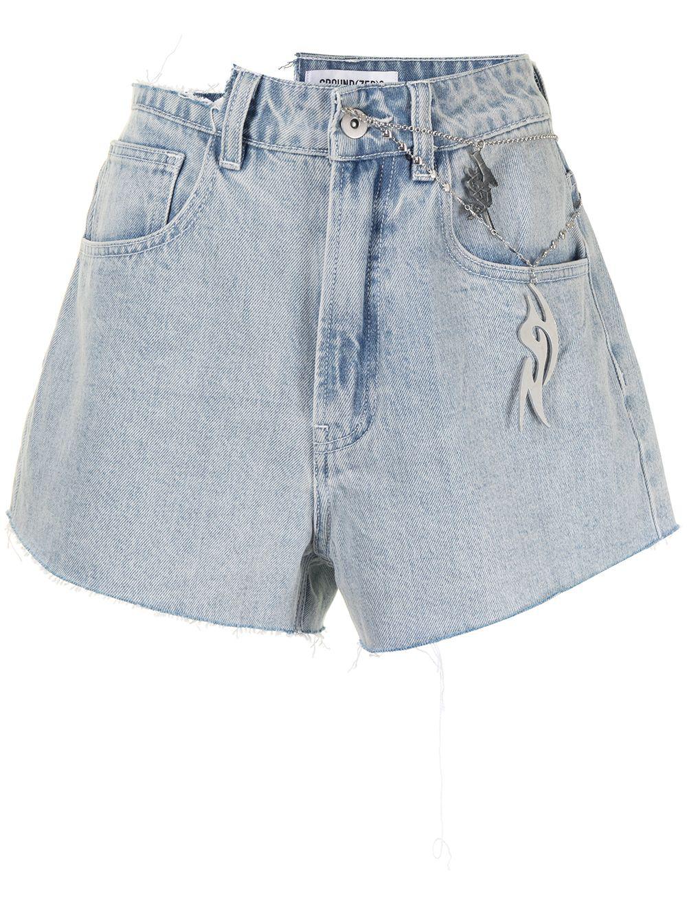 high-rise distressed denim shorts by GROUND ZERO