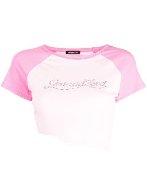 logo-appliqué raw-cut T-shirt by GROUND ZERO