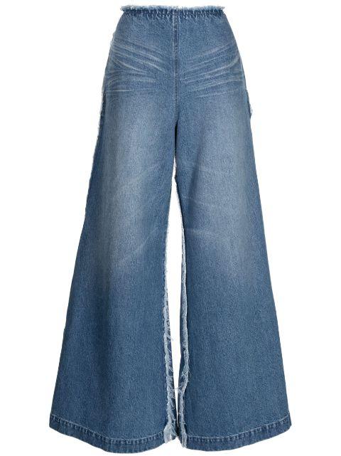 logo-patch cotton flared jeans by GROUND ZERO
