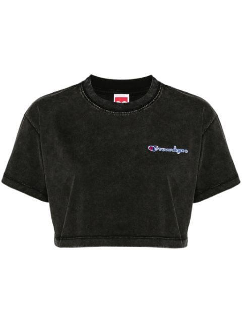 logo-patch cropped T-shirt by GROUND ZERO