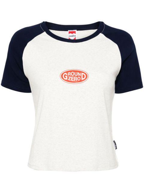 logo-print cropped T-shirt by GROUND ZERO