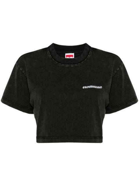 logo-print cropped T-shirt by GROUND ZERO