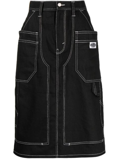 panelled denim midi skirt by GROUND ZERO