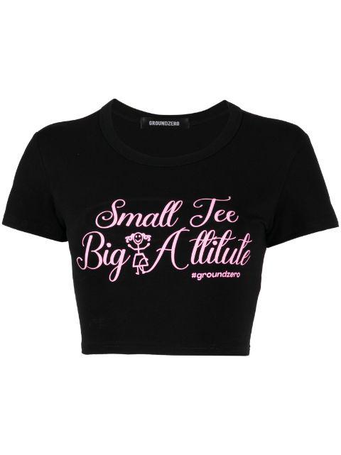 slogan-print cotton T-shirt by GROUND ZERO