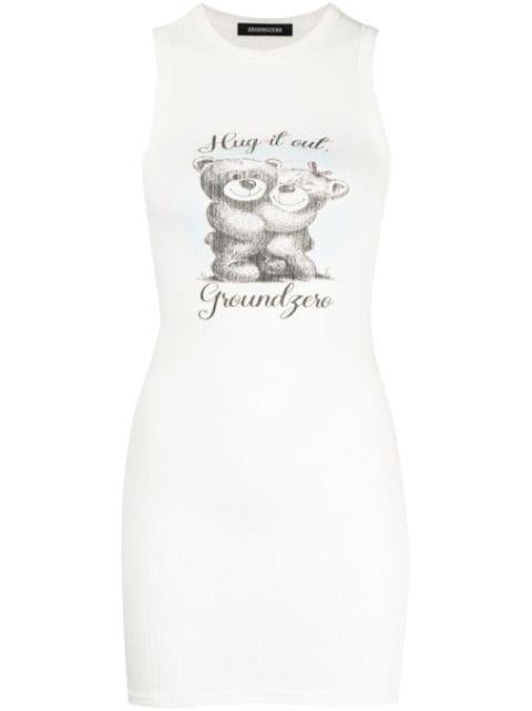 slogan-print cotton T-shirt dress by GROUND ZERO
